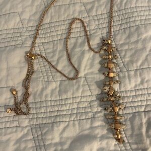 Gold Tone stone marble Bar Pendant Necklace